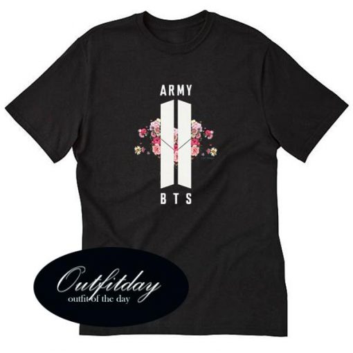 Army BTS Floral T Shirt