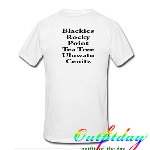 Blackies Rocky Point tea tshirt back
