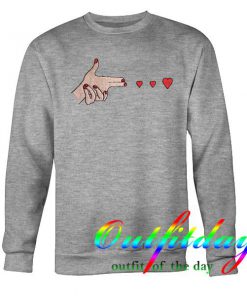 Hand shooting hearts sweatshirt