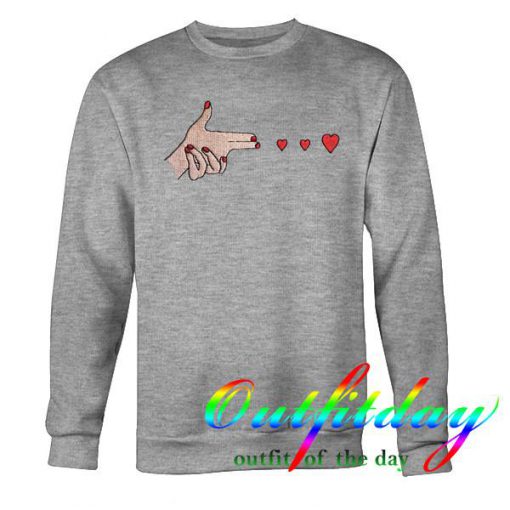 Hand shooting hearts sweatshirt