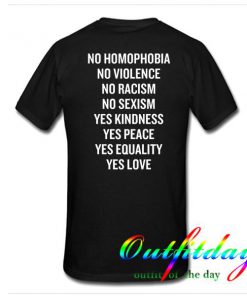 No Homophobia tshirt back