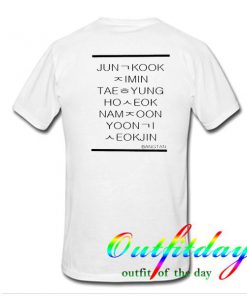 bts members names in hangul tshirt