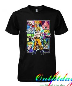 men's black dragon ball z character pic stitch tshirt