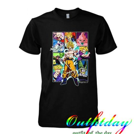 men's black dragon ball z character pic stitch tshirt