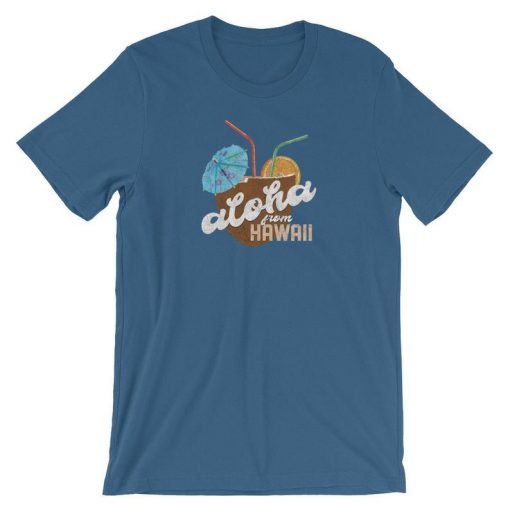 Aloha From Hawaii Retro Distressed Vacation Summer Short-Sleeve