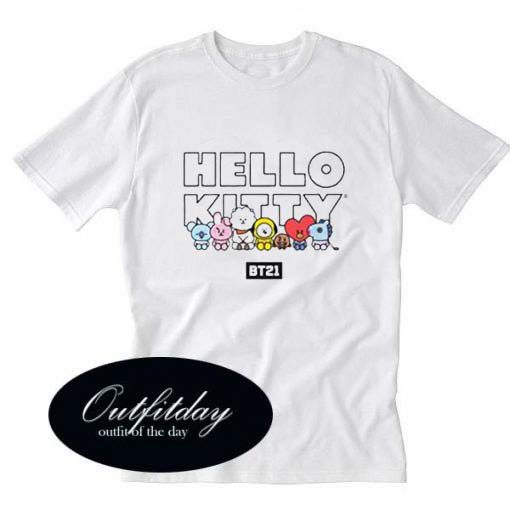 BTS BT21 x Hello Kitty Collaboration T Shirt Size XS,S,M,L,XL,2XL,3XL - Copy - Copy - Copy - Copy