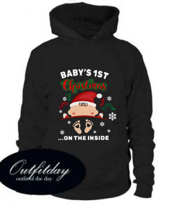 Baby’s 1st Christmas on the inside pregnant adult comfort Hoodie