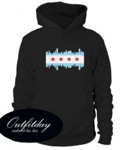 Chicago Hoodie Flag and Skyline
