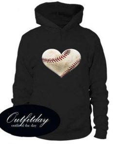 Distressed heart baseball graphic on a soft hoodie