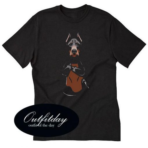 Funny Doberman Middle Finger Pocket Trending T-Shirt