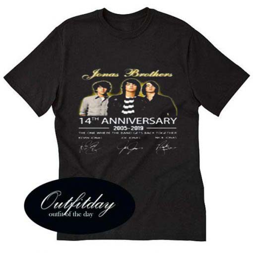 Funny Jonas Brothers 14th anniversary 2005-2019 T Shirt Size XS,S,M,L,XL,2XL,3XL