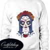 Woman Skull Face with Roses Flowers comfort Sweatshirt