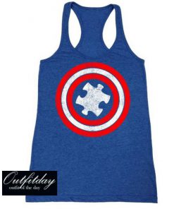 Captain Autism Red and Blue Hero Shield Tank Top