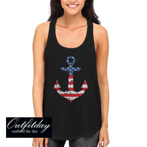 Red White Blue Anchor Racerback Tank Top