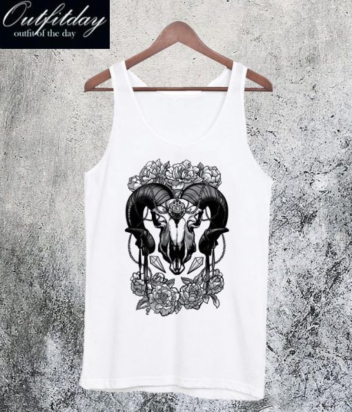 Flowery Ram Skull Tanktop