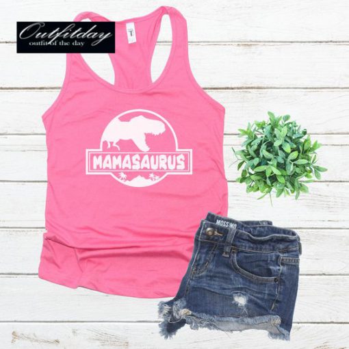 Mama Saurus Racerback Tank Top