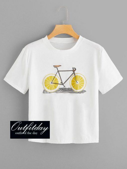 Old Bicycle Print T Shirt