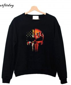 Cincinnati Bengals American flag punisher Skull Sweatshirt B22