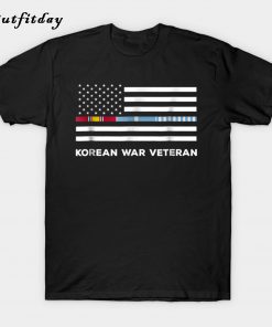 Korean War Veteran Thin Line American Flag T-Shirt B22