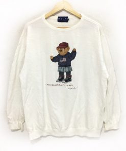 Vtg Polo Bear Ralph Lauren White Sweatshirt B22