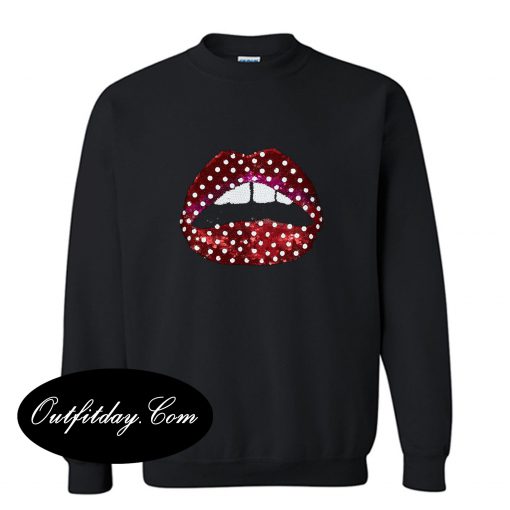 Zoe Ball Sequin Polka Dot Lips Sweatshirt B22