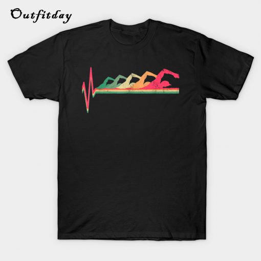 Swimming Swimmer Heartbeat Retro Gift T-Shirt B22