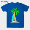 Tropical Surf Board and Palm Tree T-Shirt B22