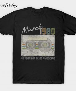 Vintage March 1980 40th Birthday T-Shirt B22
