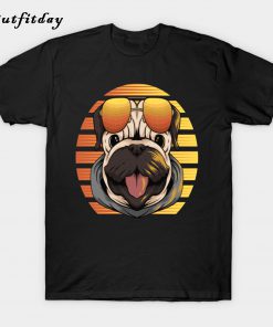 pug dog retro sunset T-Shirt B22