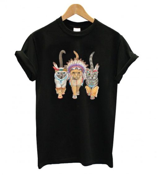 3 Native Indian American Cats T shirt