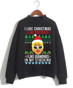 Cardi B I Like Christmas, I Like Presents, I Like Diamonds In My Stocking Christmas Sweatshirt