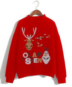 Disney Frozen Christmas Olaf And Sven Red Christmas Sweatshirt