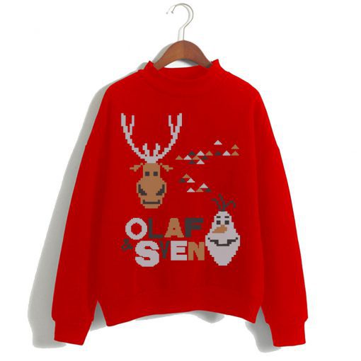 Disney Frozen Christmas Olaf And Sven Red Christmas Sweatshirt