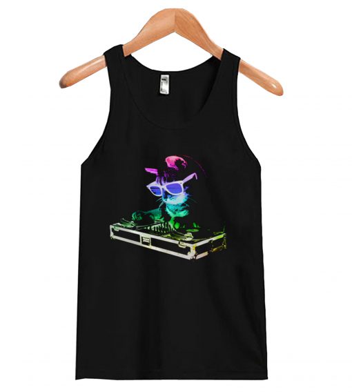 HOUSE CAT – Rainbow DJ Kitty Tank top