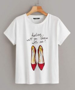 Shein Shoes Print T-Shirt