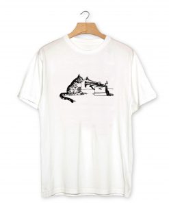 Retro 70s CAT + PHONOGRAPH T-Shirt PU27