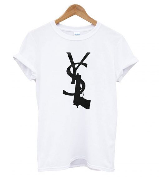 Yves Saint Laurent white gun T shirt PU27
