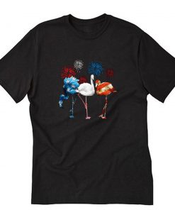 American Flamingo USA Flag 4th of July T-Shirt PU27