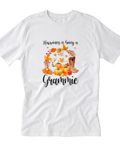Happiness Is Being A Grammie Cute Thanksgiving Christmas T-Shirt PU27