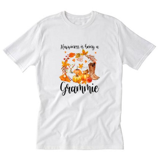 Happiness Is Being A Grammie Cute Thanksgiving Christmas T-Shirt PU27