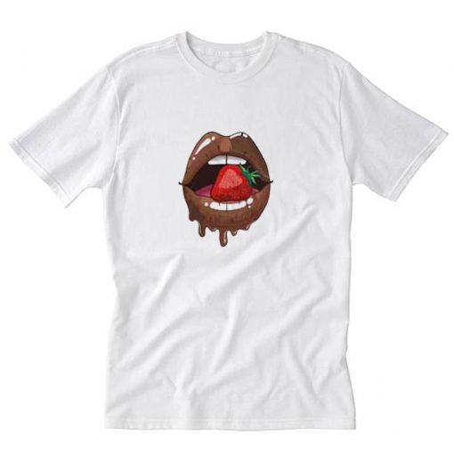 Strawberry in Chocolate Lips T-Shirt PU27