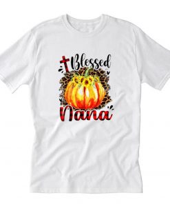 Womens Blessed Nana Pumpkin Leopard Plaid Thanksgiving T-Shirt PU27