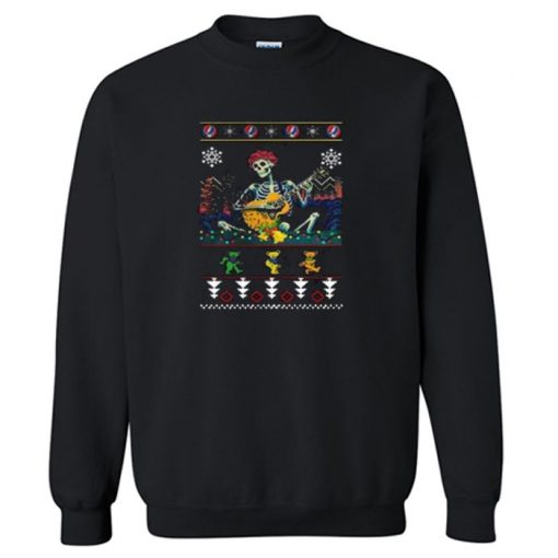 Grateful Dead guitarist skeleton dancing bears ugly Christmas Sweatshirt PU27