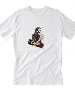 Skeleton Drinking Coffee T-Shirt PU27