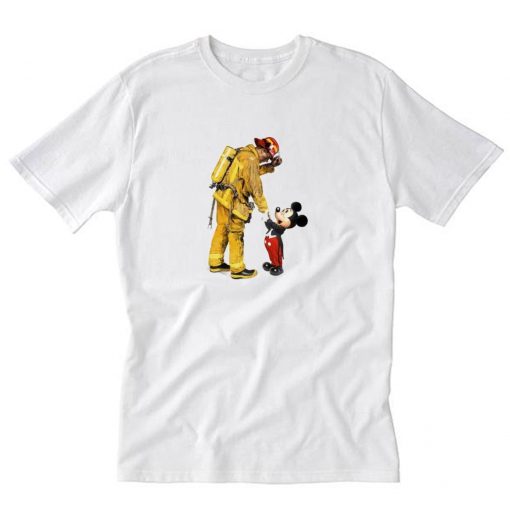 Firefighter Fireman and Mickey Mouse T Shirt PU27