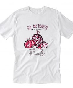 Leopard Ribbon Pumpkin Breast Cancer T-Shirt PU27