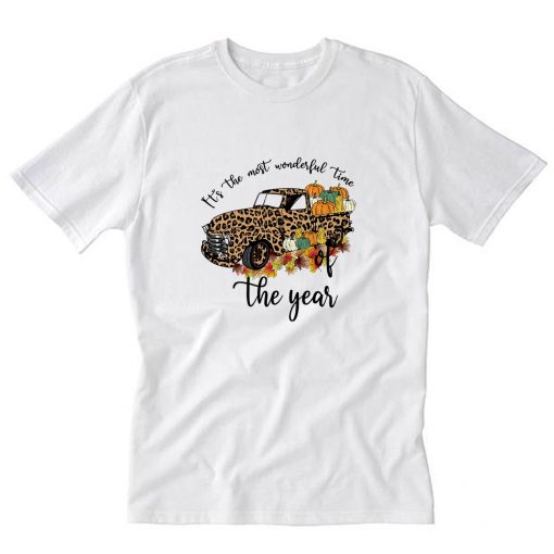 Thanksgiving It's Fall Finally Leopard Letter T-Shirt PU27