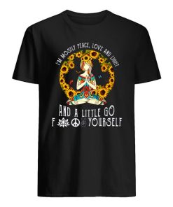 I'm Mostly Peace Love and a Little Bit of go Fuck Yourself Sunflower Yoga Pose T-Shirt ZA
