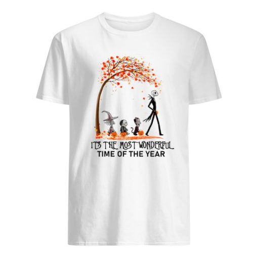 It's The Most Wonderful Time Of The Year Fall Jack Skellington Maple Leaves Shirt ZA