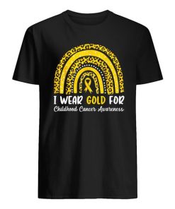 I Wear Gold For Childhood Cancer Awareness Rainbow Leopard T-Shirt ZA